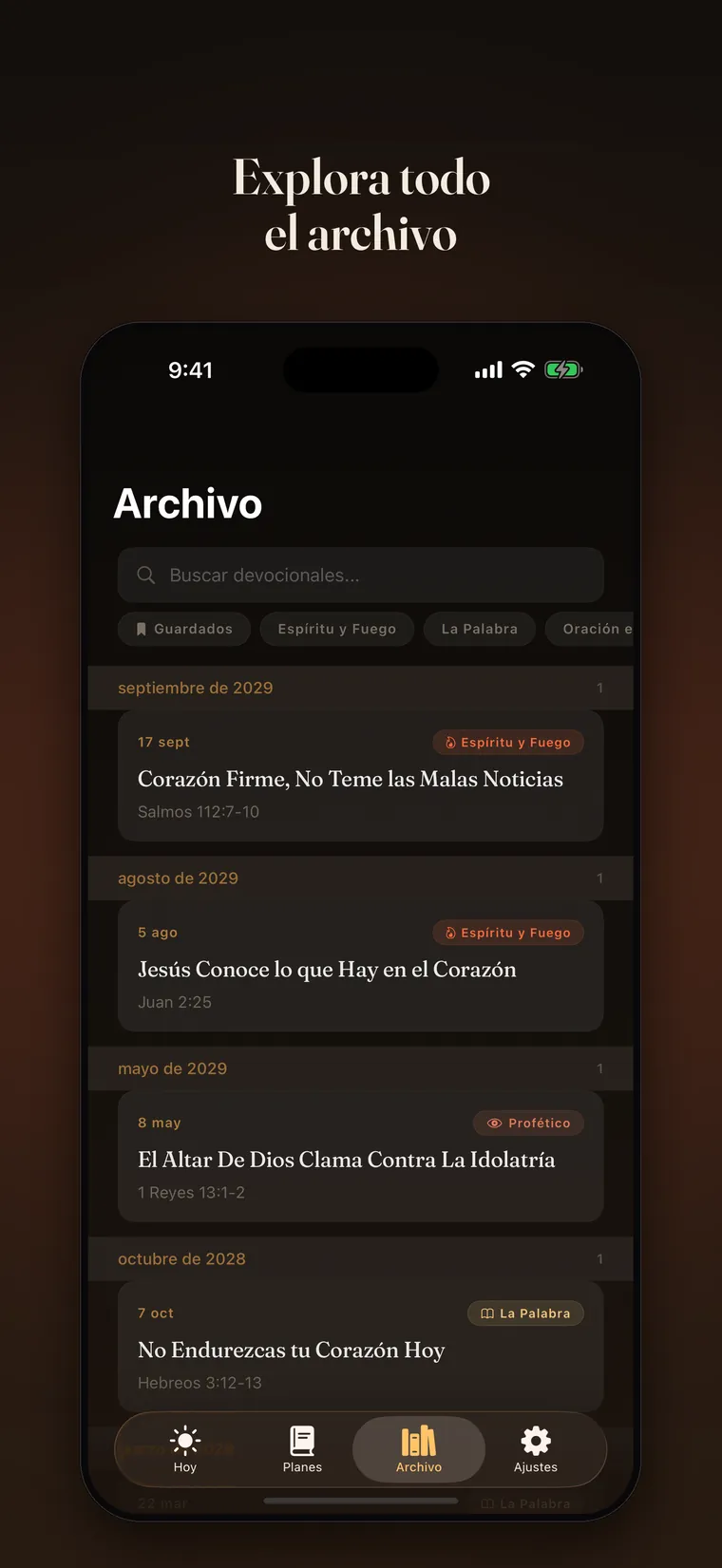 El archivo de devocionales anteriores