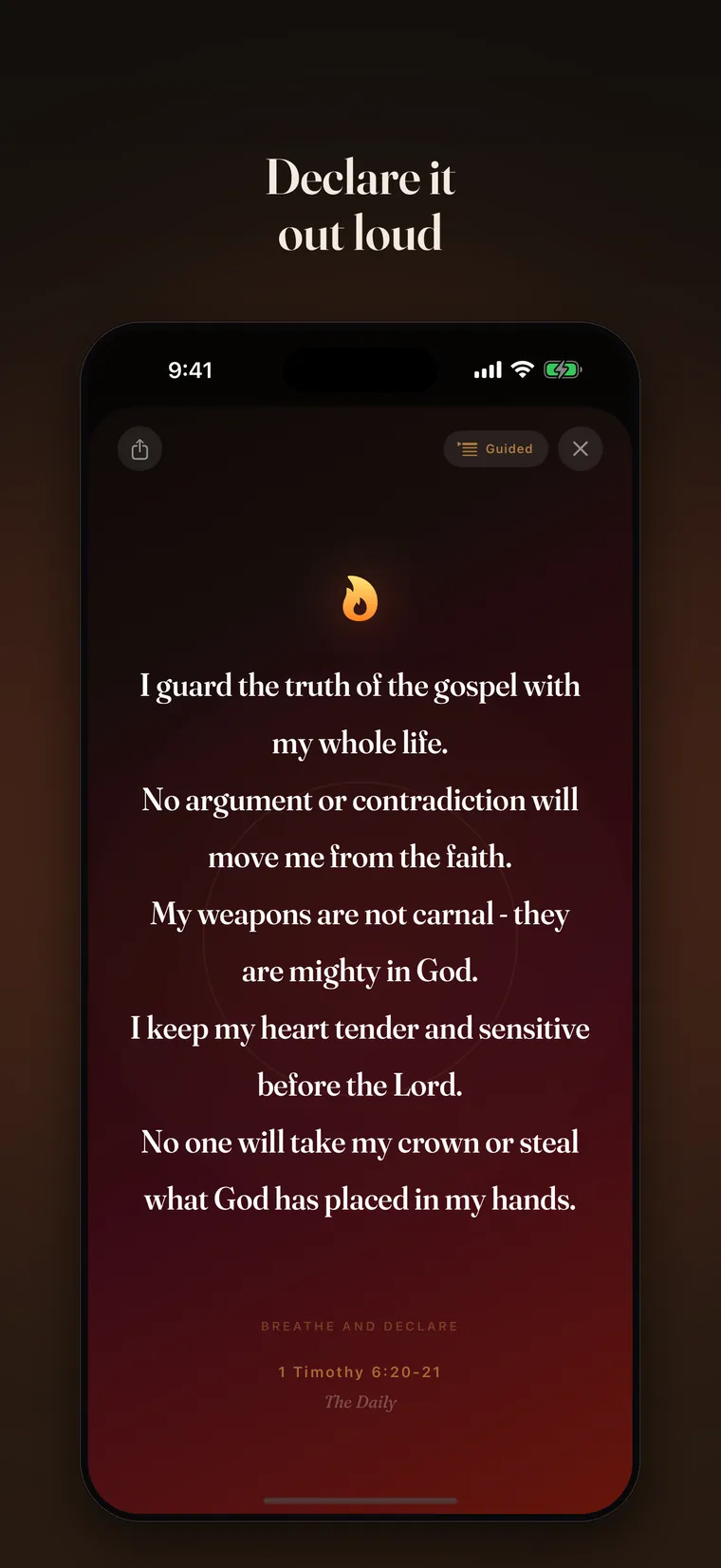 A declaration ready to speak and share